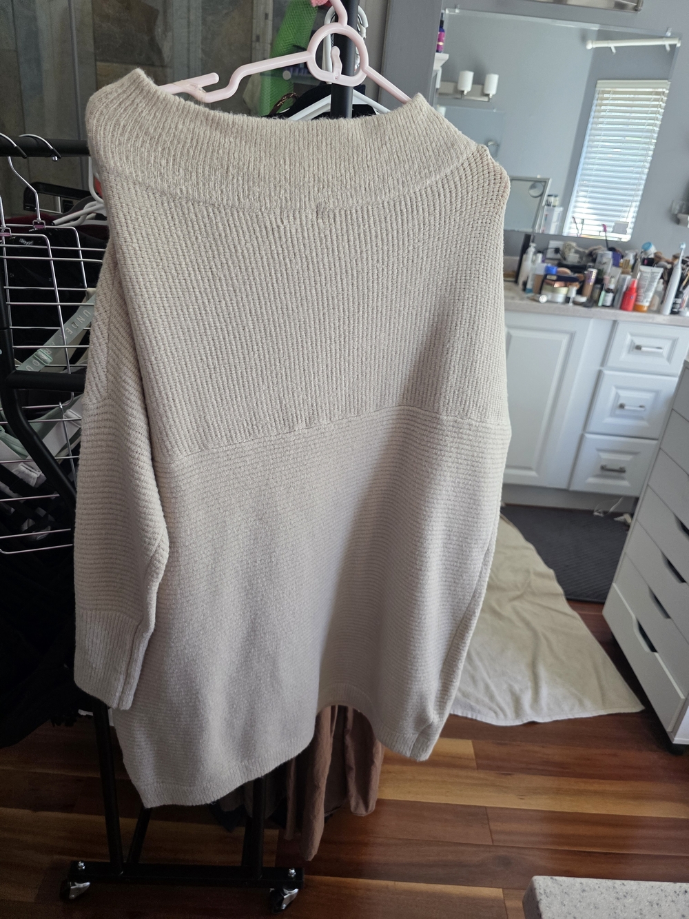 Umgee Cream Ribbed Cowl Neck Sweater - Picture 2 of 3
